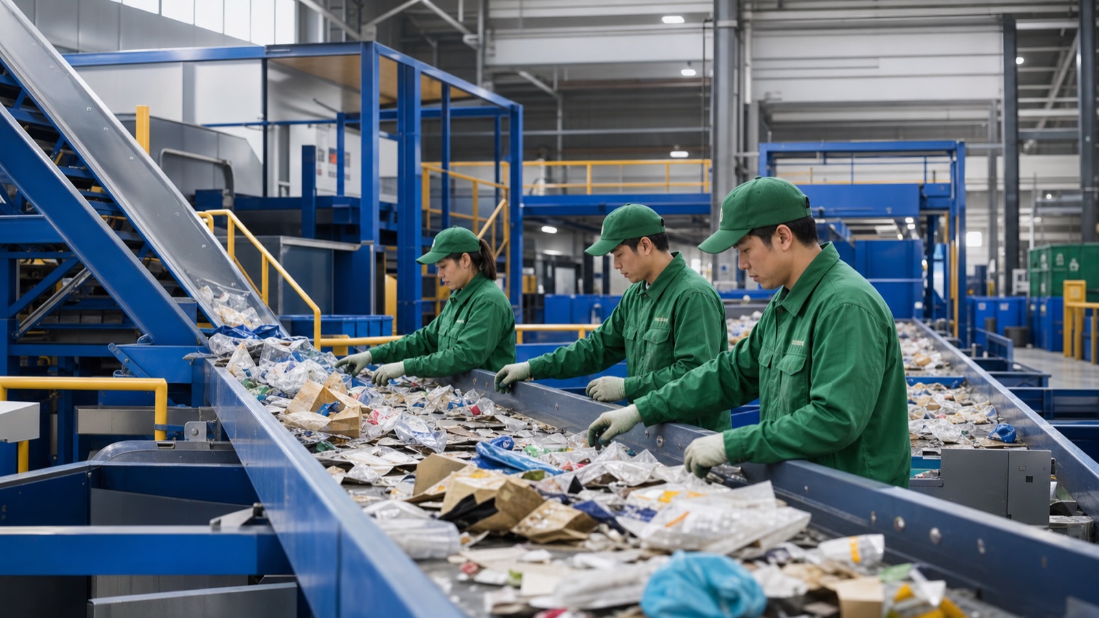 资源回收分拣中心作业场景示意图